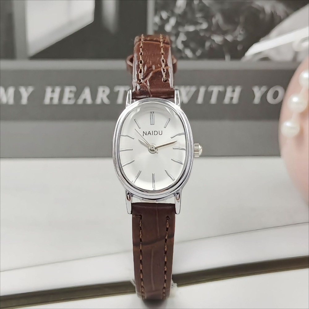 Luxury Watch With Leather Strap - Jam Tangan Wanita Oval Dial Merek