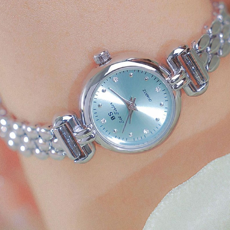 Luxury Watch With Leather Strap - Jam tangan wanita gelang perak biru