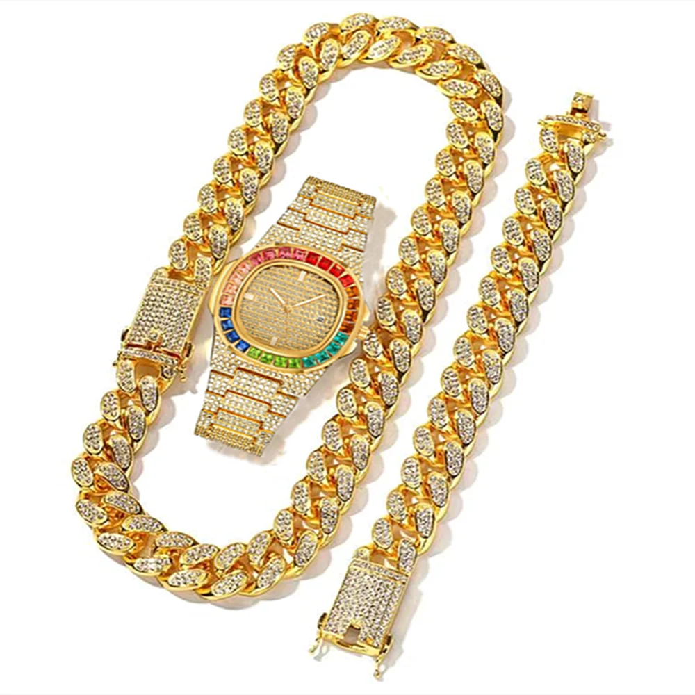 Luxury Watch Miami - 3pcs Jam Tangan+Kalung+Gelang Mewah Bertabur Kristal