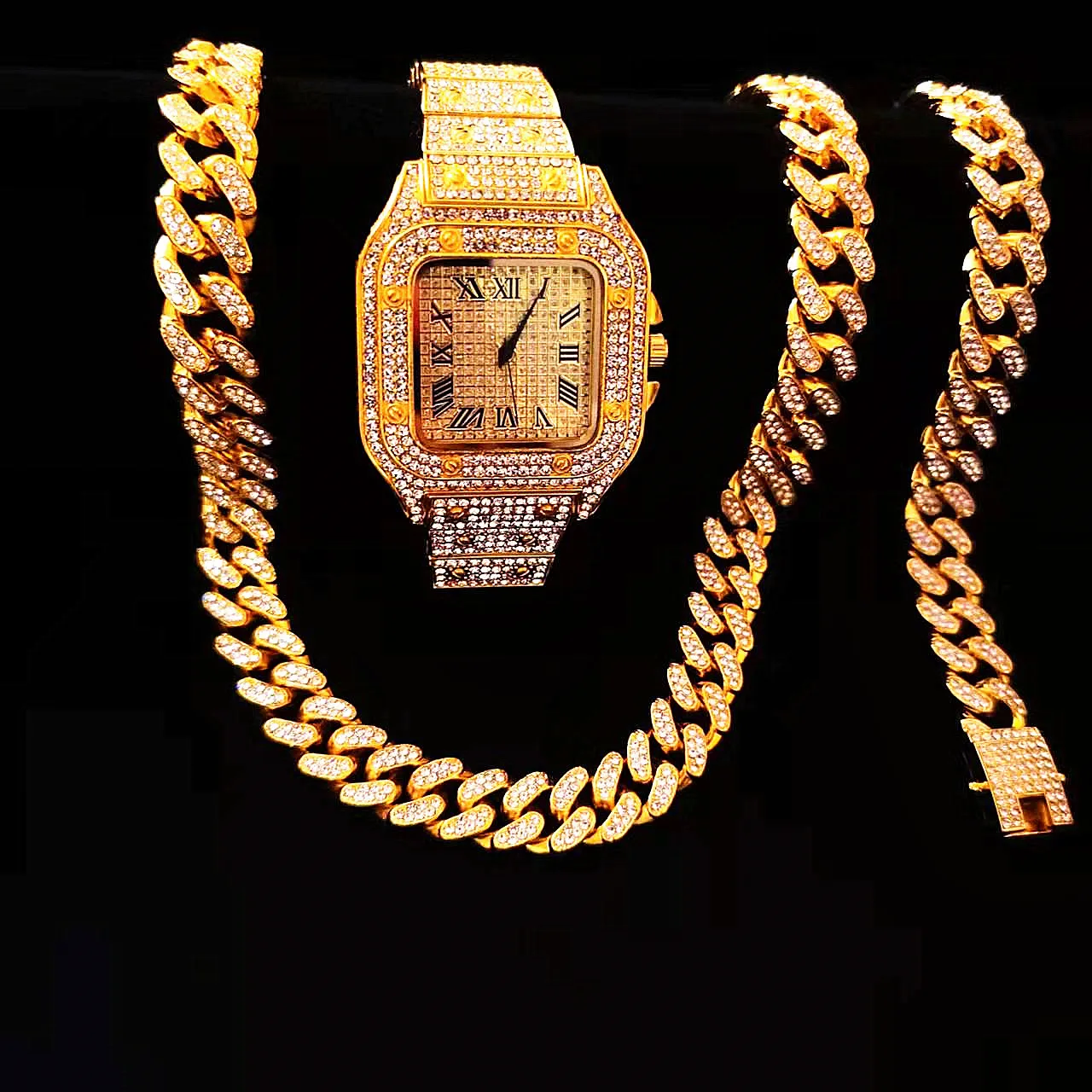 2pcs Jam Tangan Iced Out Kalun - Luxury Watch Miami ulasan dan harga