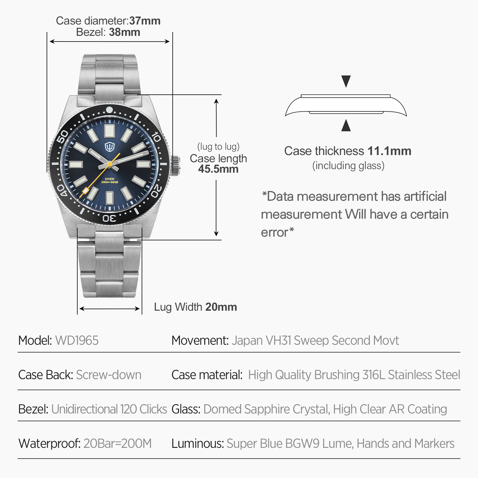 Jam Tangan Pria Watchdives 37M - Luxury Watch For Men ulasan dan harga