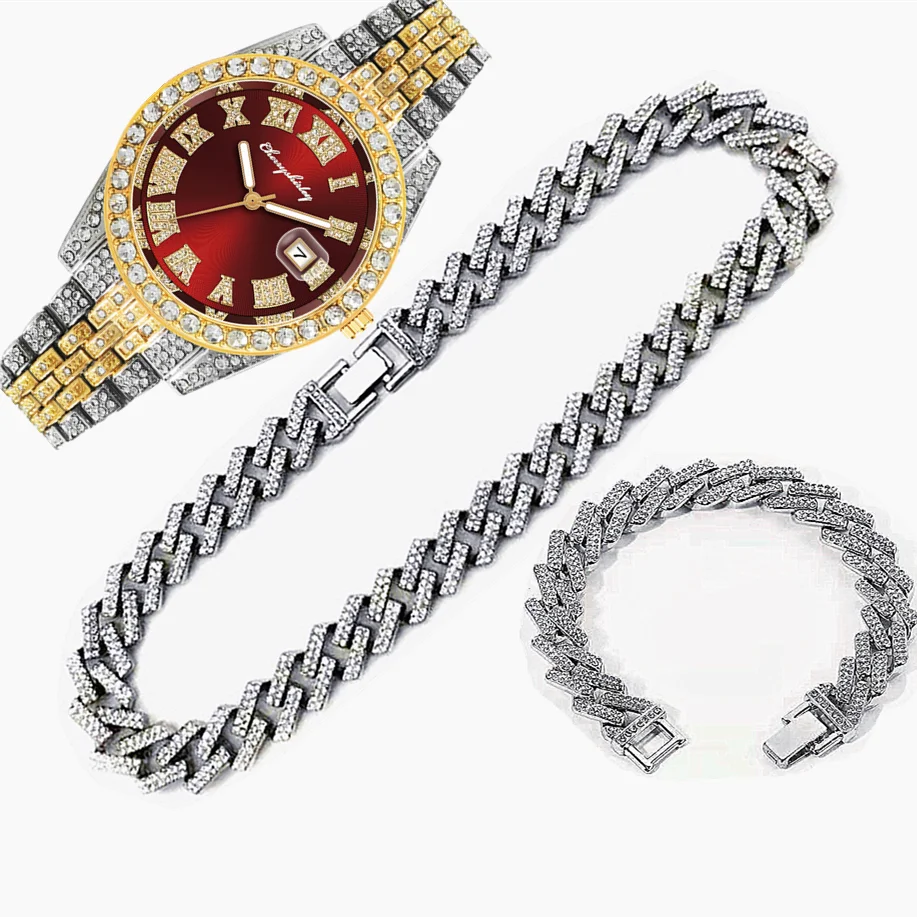3pcs Jam Tangan Mewah Bertabur - Luxury Watch Miami ulasan dan harga