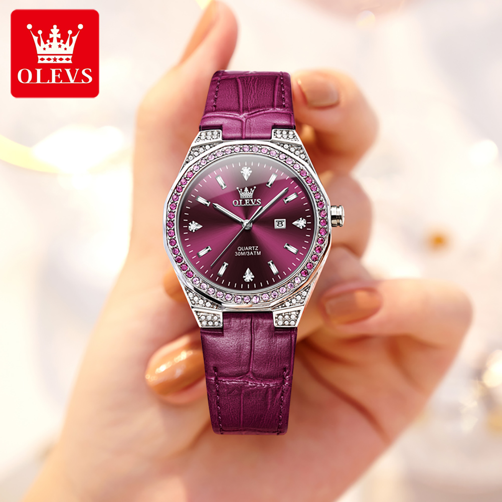 OLEVS jam tangan wanita, jam t - Luxury Watch With Leather Strap ulasan dan harga