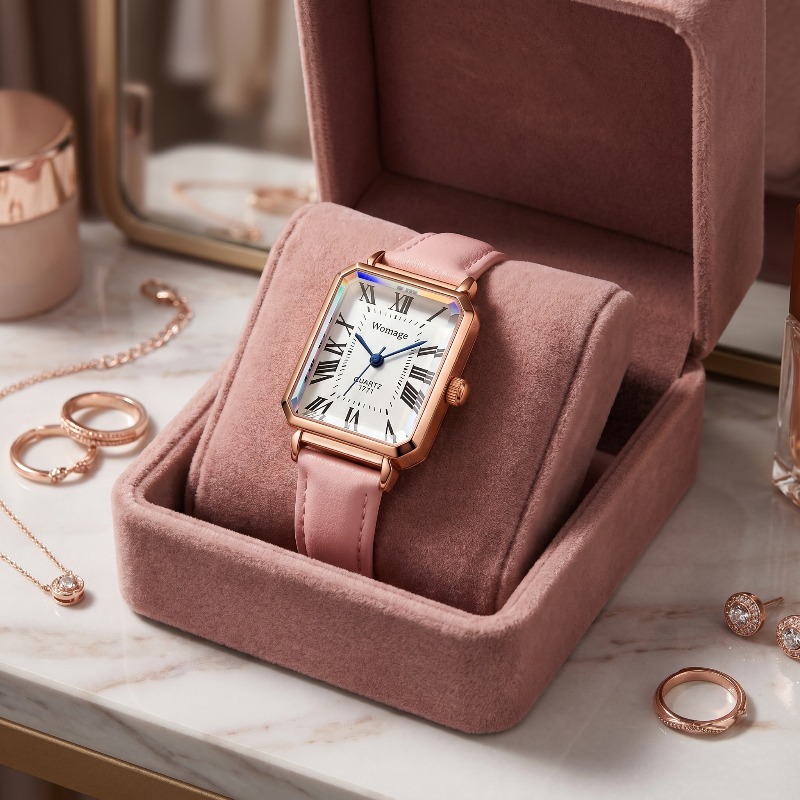 Jam Tangan Kuarsa Persegi Panj - Luxury Watch With Leather Strap ulasan dan harga
