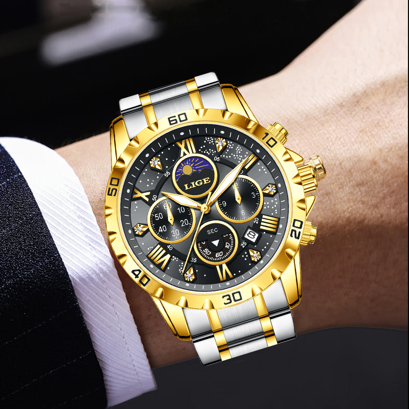 LIGE Jam Tangan Pria Kuarsa Be - Luxury Watch Brand ulasan dan harga