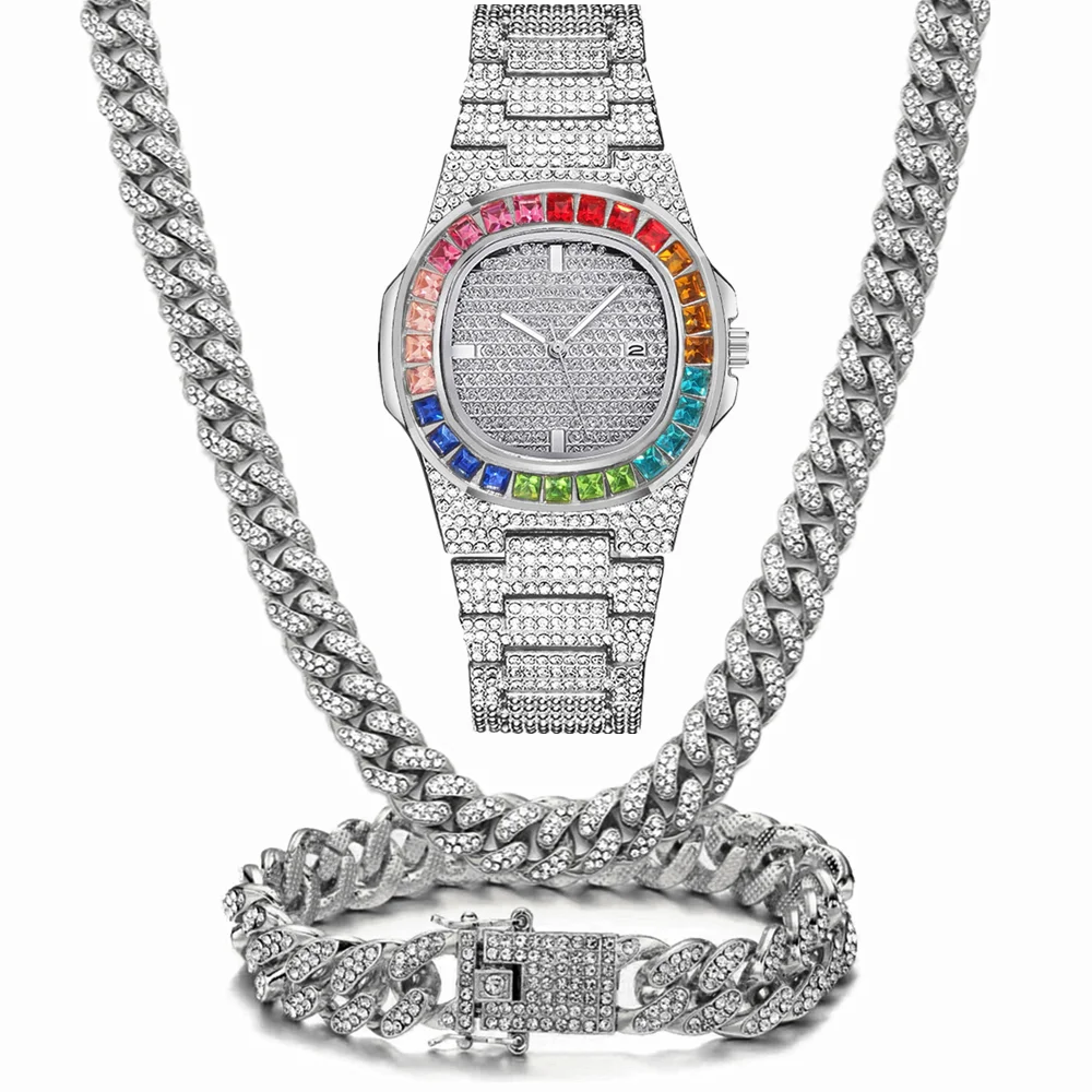 3pcs Jam Tangan+Kalung+Gelang  - Luxury Watch Miami ulasan dan harga